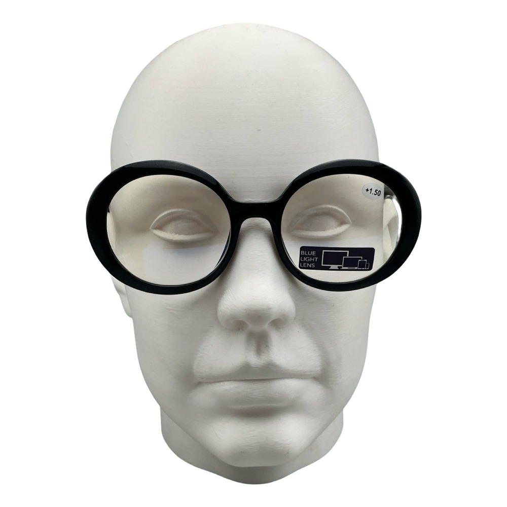Anthropologie Isea Round Ombre Blue Light Reading Glasses Black +1.50 NEW